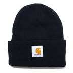 日本然リトテ-古着オンライン-carhartt カナダ製 ニット帽 ビーニー ONE ブラック アクリル MADISON LOGO CAP-carhartt Canada Made Knit Hat Beanie ONE Black Acrylic MADISON LOGO CAP
