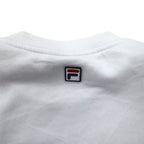 FILA Oversized Logo Print Sweatshirt S White Navy Cotton Fleece Lining