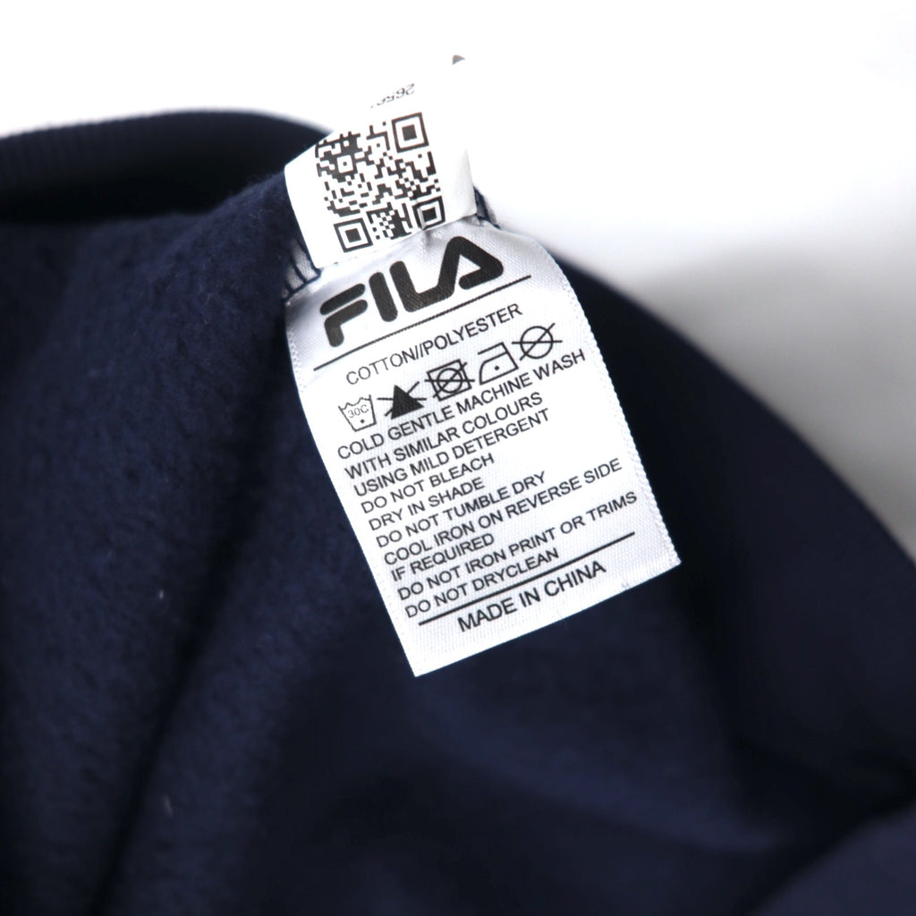 FILA Oversized Logo Print Sweatshirt S White Navy Cotton Fleece Lining