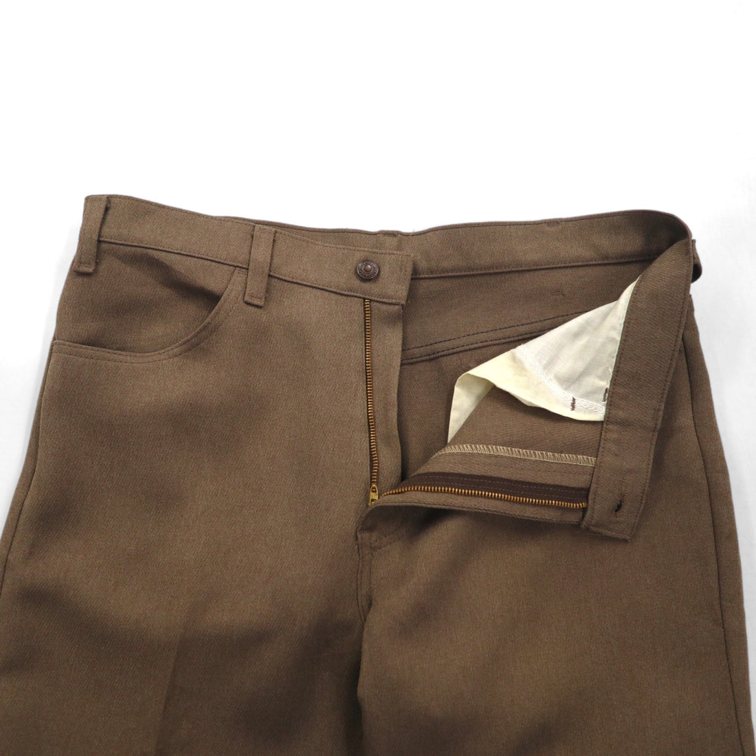 Levi's 80s USA made boot cut slacks L brown polyester black tab 42 TALON zip 10517 4825