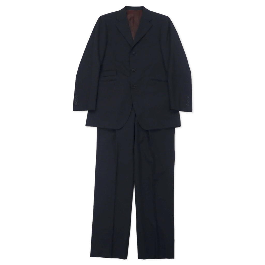 日本然リトテ-古着オンライン-BURBERRY BLACK LABEL 3B スーツ セットアップ 42R ブラック ストライプ ウール SUPER 100's 羊毛 日本製-BURBERRY BLACK LABEL 3B Suit Setup 42R Black Striped Wool SUPER 100's Wool Japan Made