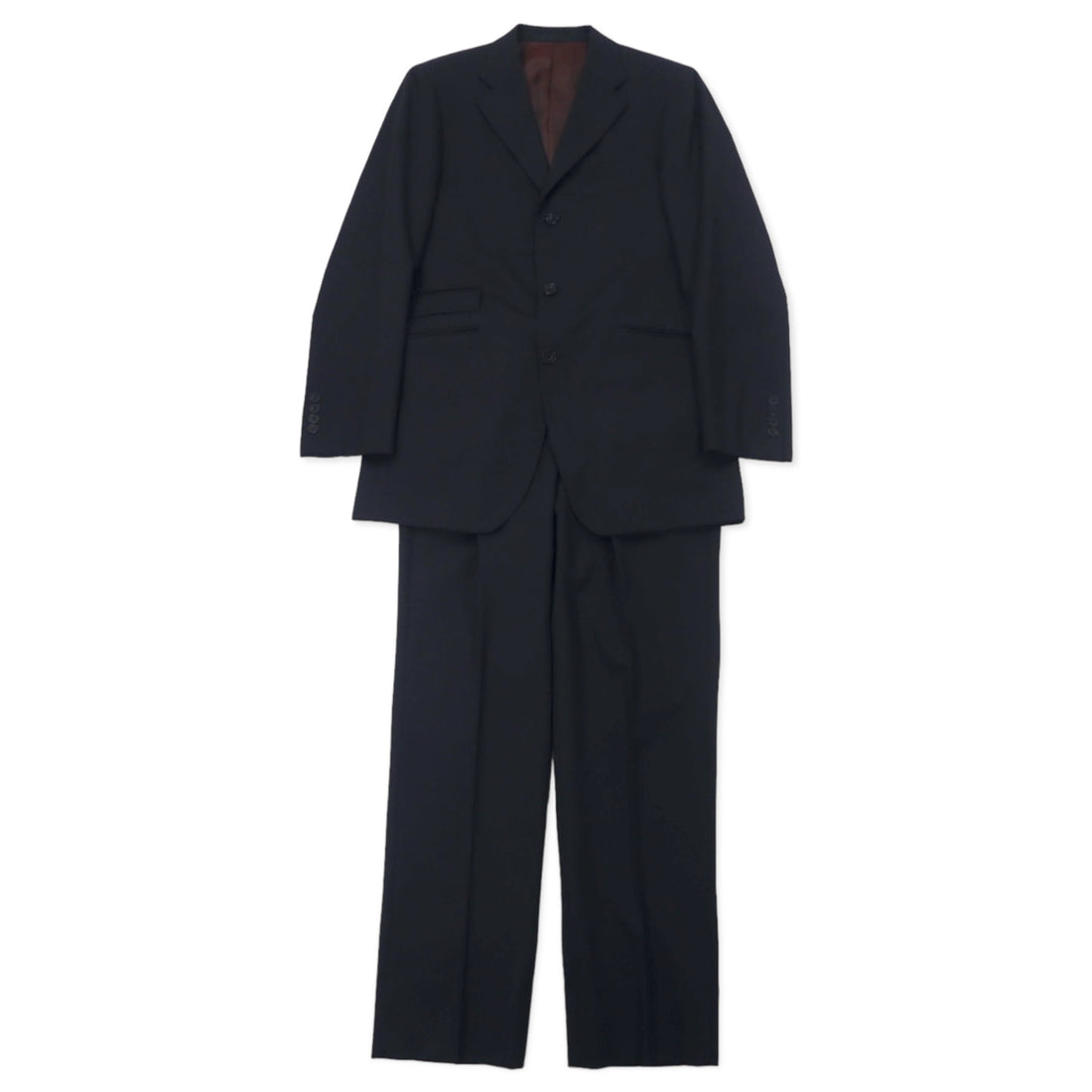 日本然リトテ-古着オンライン-BURBERRY BLACK LABEL 3B スーツ セットアップ 42R ブラック ストライプ ウール SUPER 100's 羊毛 日本製-BURBERRY BLACK LABEL 3B Suit Setup 42R Black Striped Wool SUPER 100's Wool Japan Made