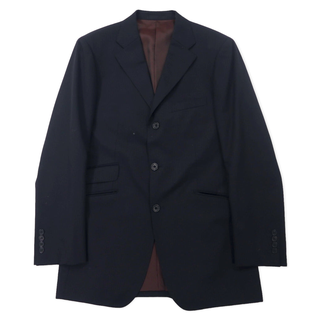 BURBERRY BLACK LABEL 3B スーツ セットアップ 42R ブラック ストライプ ウール SUPER 100's 羊毛 日本製