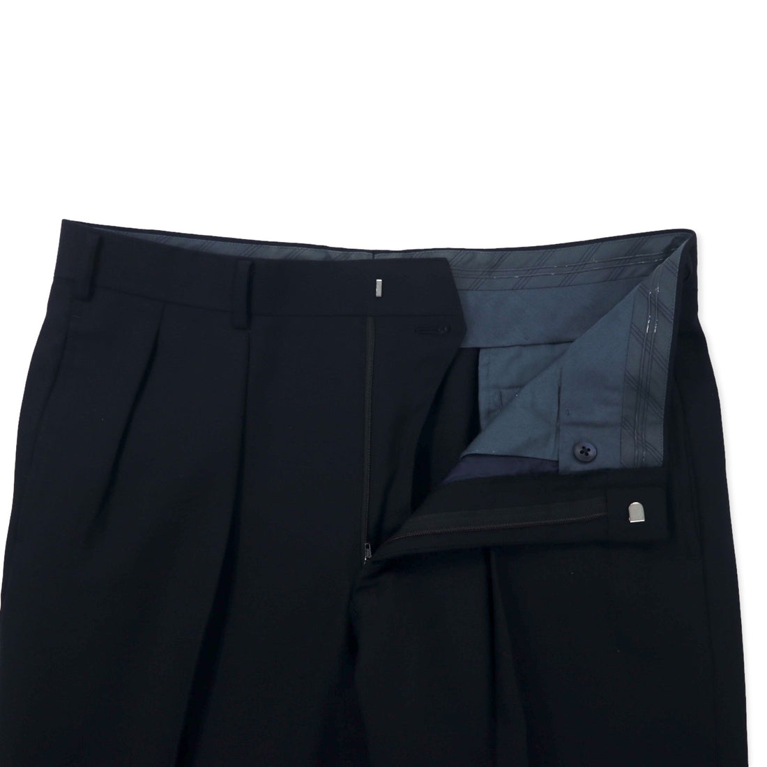 BURBERRY 2-tuck slacks pants 88 Navy wool gabardine Made in Japan