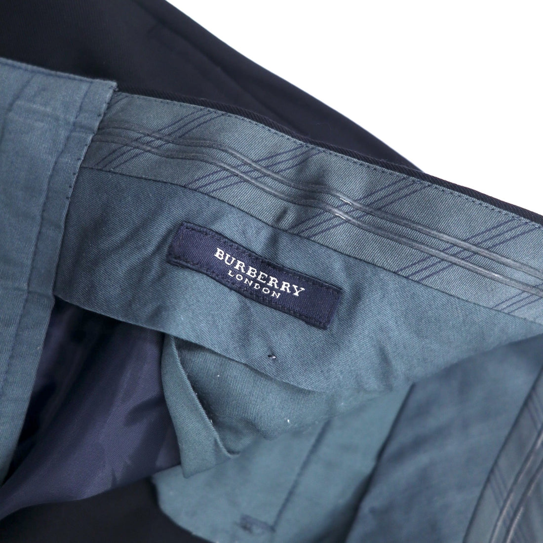 BURBERRY 2-tuck slacks pants 88 Navy wool gabardine Made in Japan