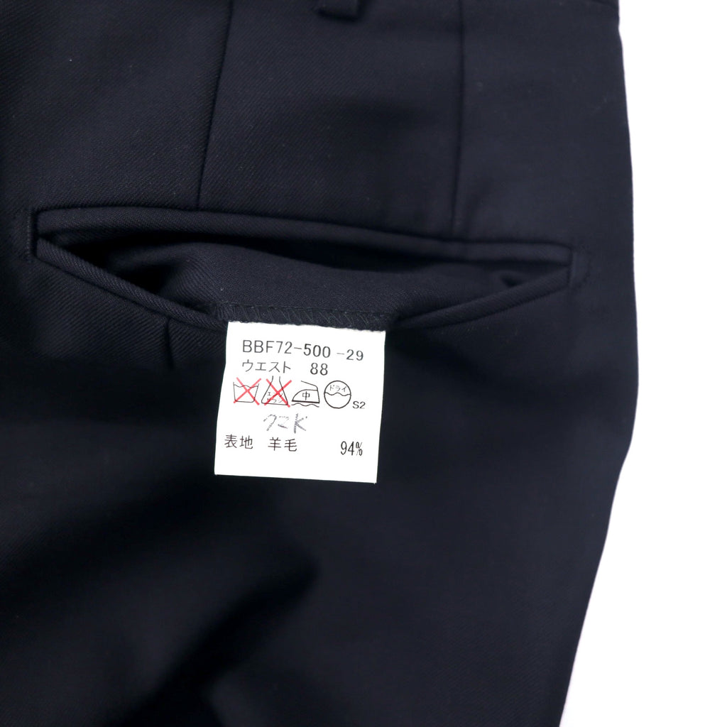 BURBERRY 2-tuck slacks pants 88 Navy wool gabardine Made in Japan