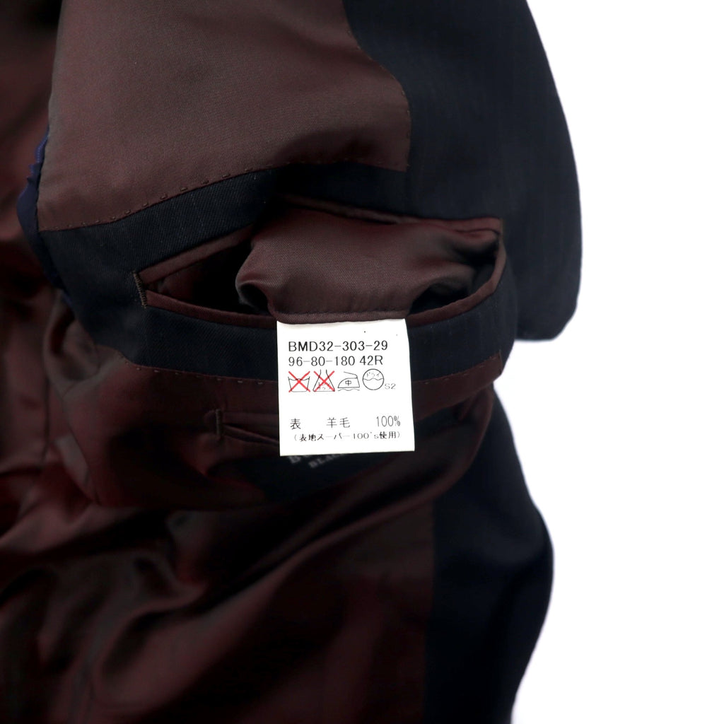 BURBERRY BLACK LABEL 3B スーツ セットアップ 42R ブラック ストライプ ウール SUPER 100's 羊毛 日本製