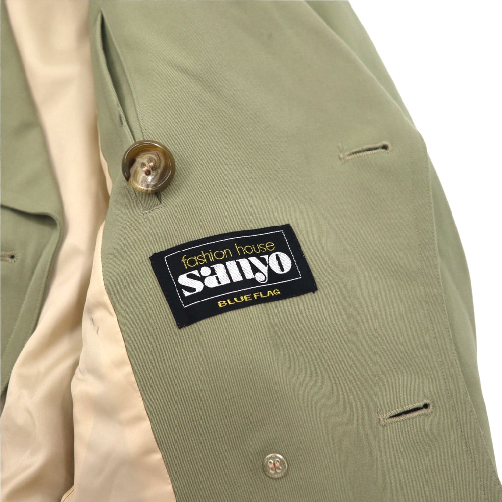 Vintage 80s Japan Made Trench Coat SANYO ( BLUE FLAG ) 80年代 ダブルブレスト トレンチコート M ベルト付き 日本製