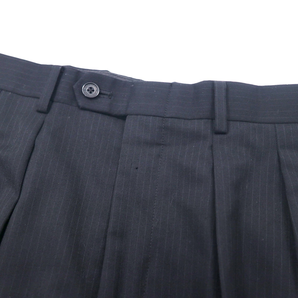 BURBERRY BLACK LABEL 3B スーツ セットアップ 42R ブラック ストライプ ウール SUPER 100's 羊毛 日本製