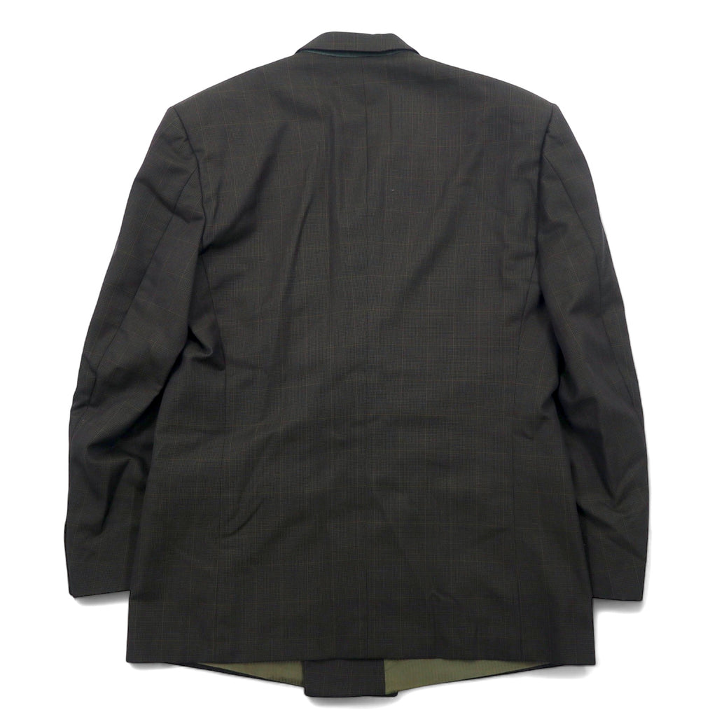 Made in France 90s Haute rive double-breasted tailored jacket L Khaki check wool polyester