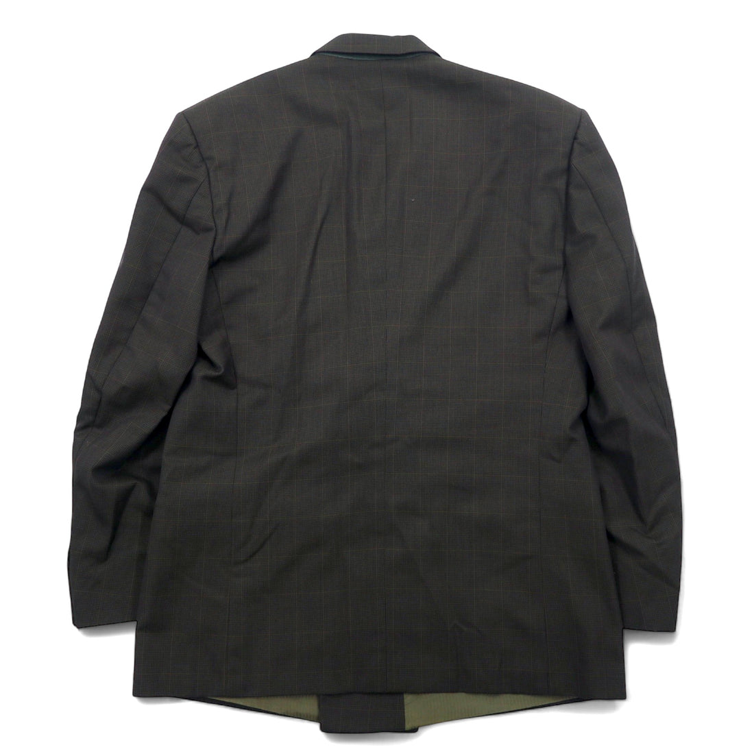 Made in France 90s Haute rive double-breasted tailored jacket L Khaki check wool polyester