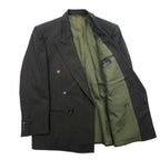 Made in France 90s Haute rive double-breasted tailored jacket L Khaki check wool polyester