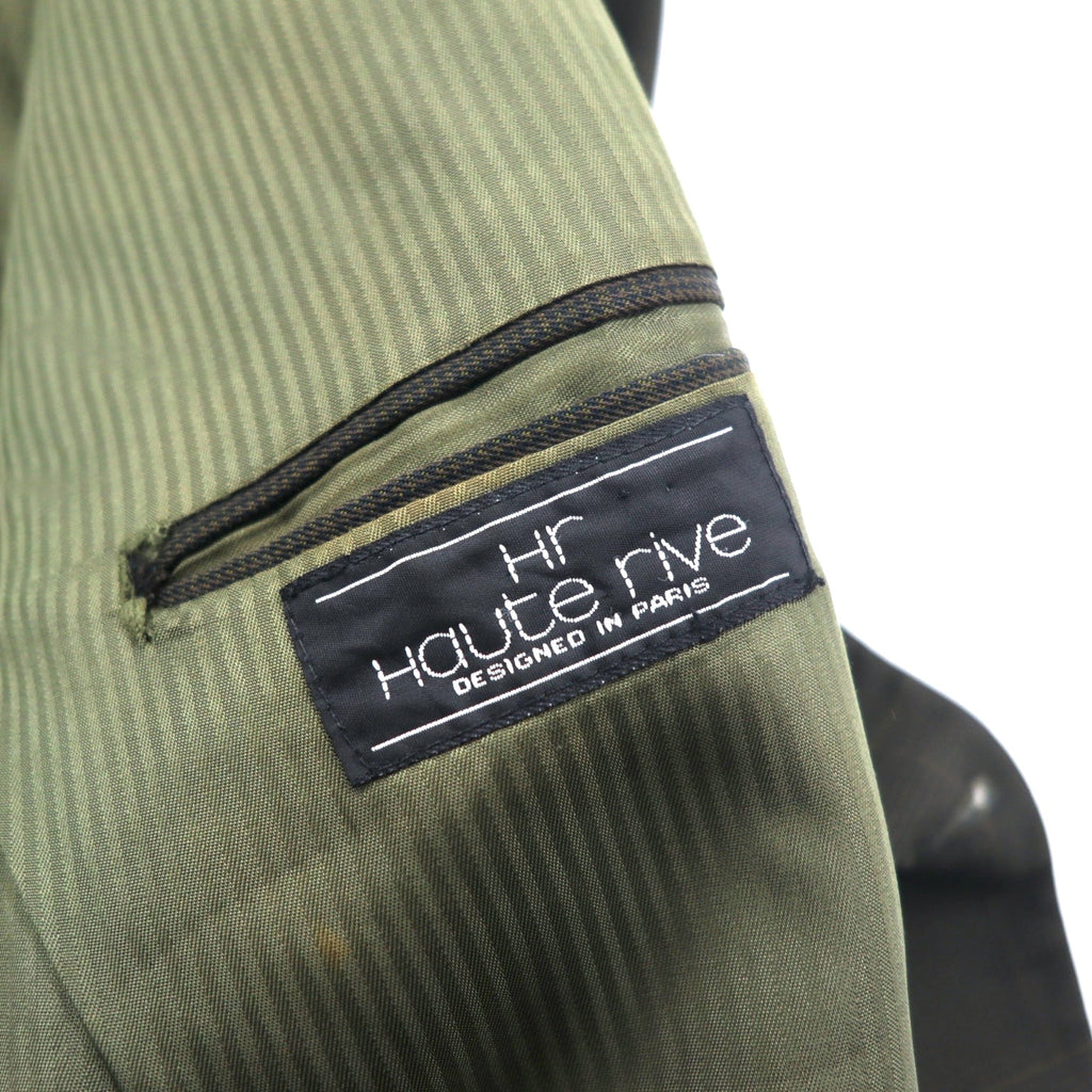 Made in France 90s Haute rive double-breasted tailored jacket L Khaki check wool polyester