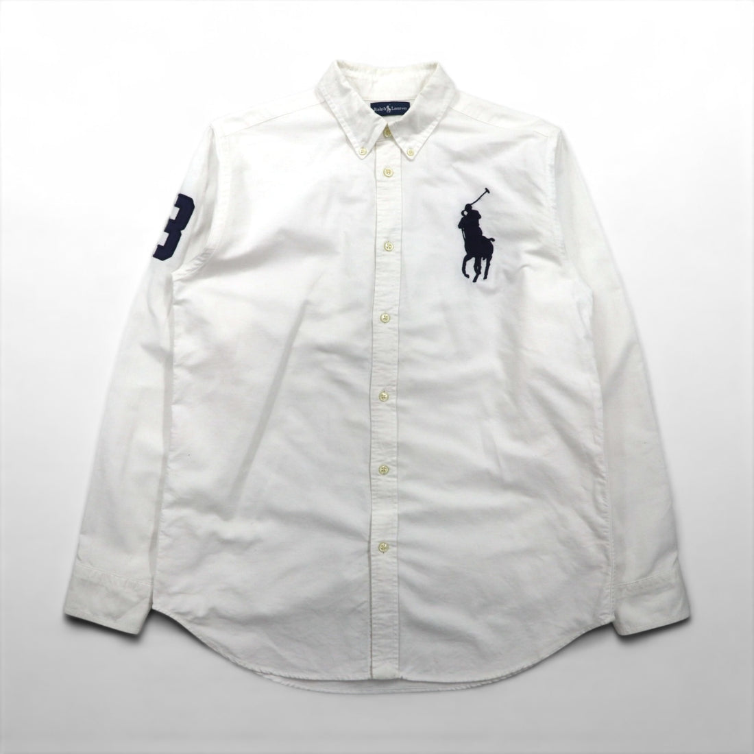 Ralph Lauren 90s Big Pony Oxford Button-Down Shirt, Size M, White Cotton, Numbered