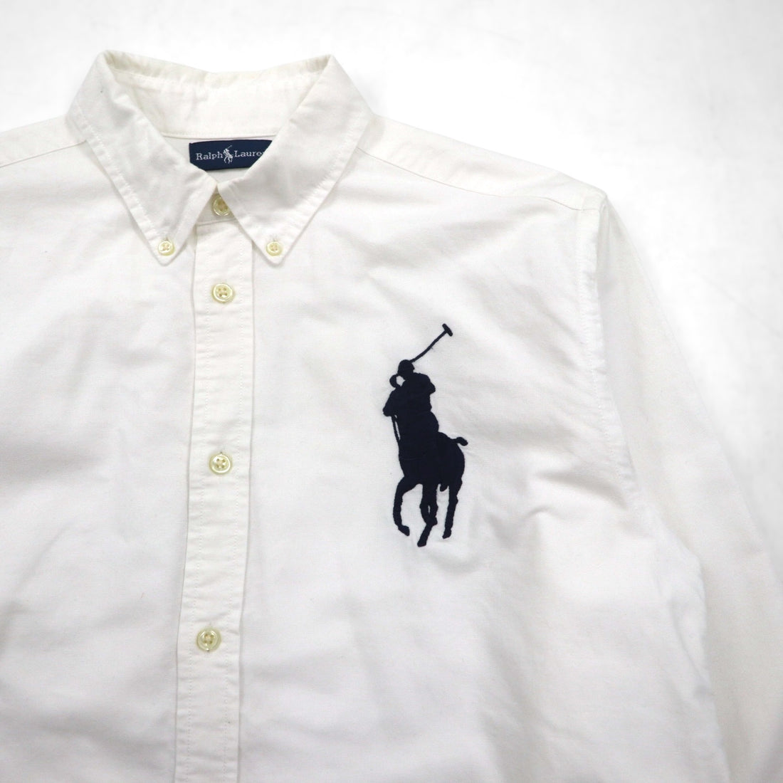 Ralph Lauren 90s Big Pony Oxford Button-Down Shirt, Size M, White Cotton, Numbered