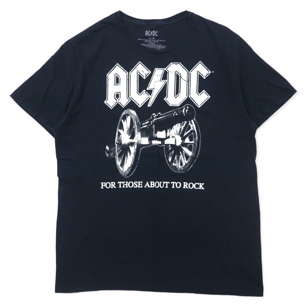 日本然リトテ-古着オンライン-AC/DC バンドTシャツ L ブラック コットン FOR THOSE ABOUT TO ROCK エルサルバドル製-AC/DC Band T-Shirt L Black Cotton FOR THOSE ABOUT TO ROCK El Salvador Made