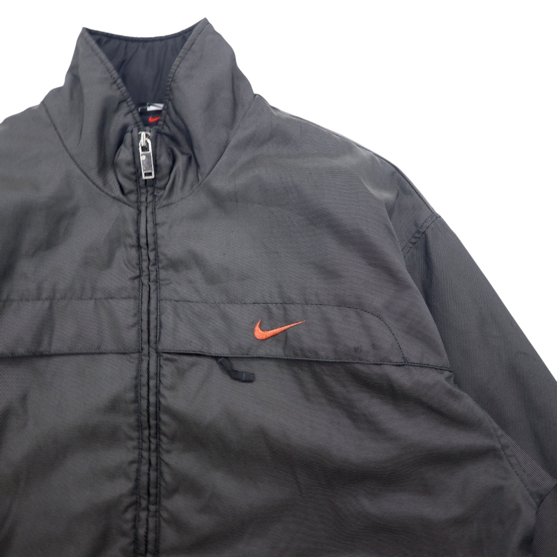 NIKE 90s Thermolite padded nylon jacket, XL, grey, nylon, embroidered Swoosh logo, black tag, drawcord
