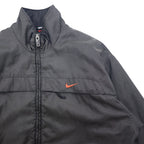 NIKE 90s Thermolite padded nylon jacket, XL, grey, nylon, embroidered Swoosh logo, black tag, drawcord