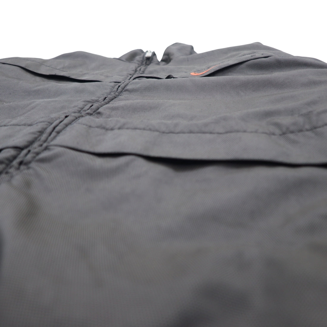 NIKE 90s Thermolite padded nylon jacket, XL, grey, nylon, embroidered Swoosh logo, black tag, drawcord