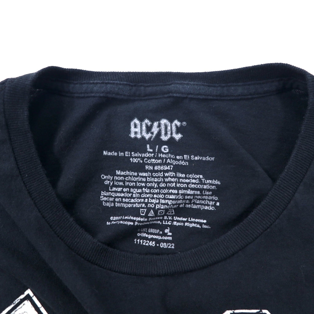 AC/DC Band T-Shirt L Black Cotton FOR THOSE ABOUT TO ROCK Made in El Salvador