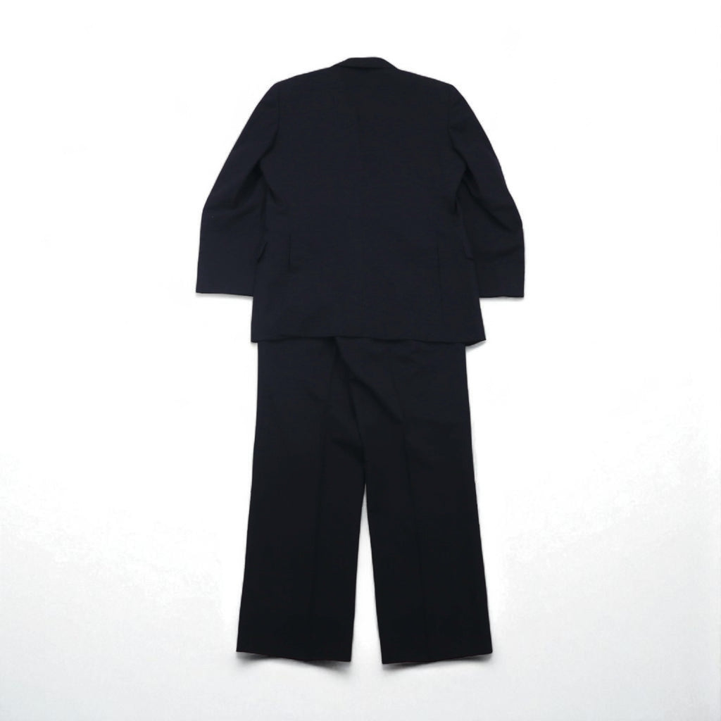 BURBERRY 90s PRESTIGE COLLECTION Made in Japan Peak Lapel Double-Breasted Suit, Size M, Navy Wool
