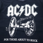 AC/DC Band T-Shirt L Black Cotton FOR THOSE ABOUT TO ROCK Made in El Salvador