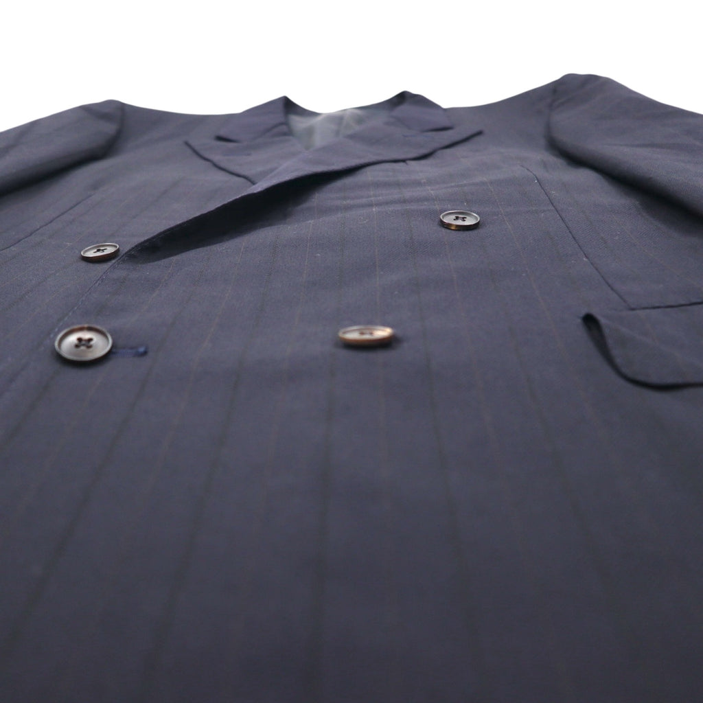 BURBERRY 90s PRESTIGE COLLECTION Made in Japan Peak Lapel Double-Breasted Suit, Size M, Navy Wool