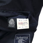 BURBERRY 90s PRESTIGE COLLECTION Made in Japan Peak Lapel Double-Breasted Suit, Size M, Navy Wool