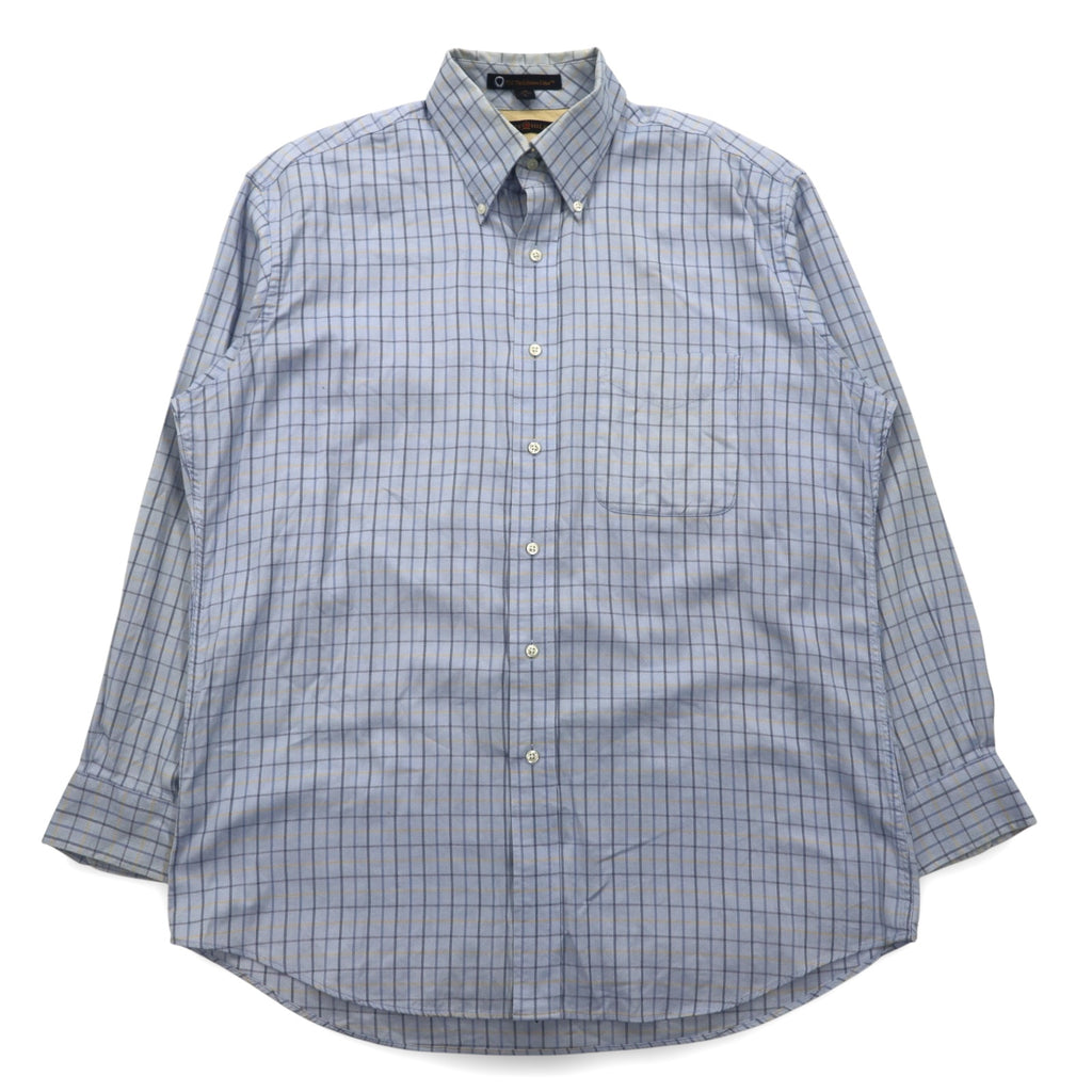TOMMY HILFIGER 90s Big Size Button Down Shirt L Blue Windowpane Check