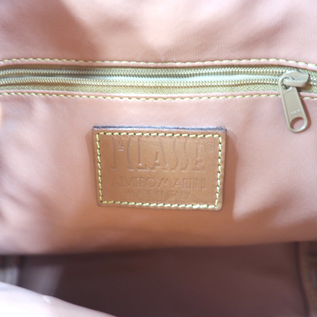 PRIMA CLASSE Made in Italy Drawstring Shoulder Bag Beige PVC Leather World Map