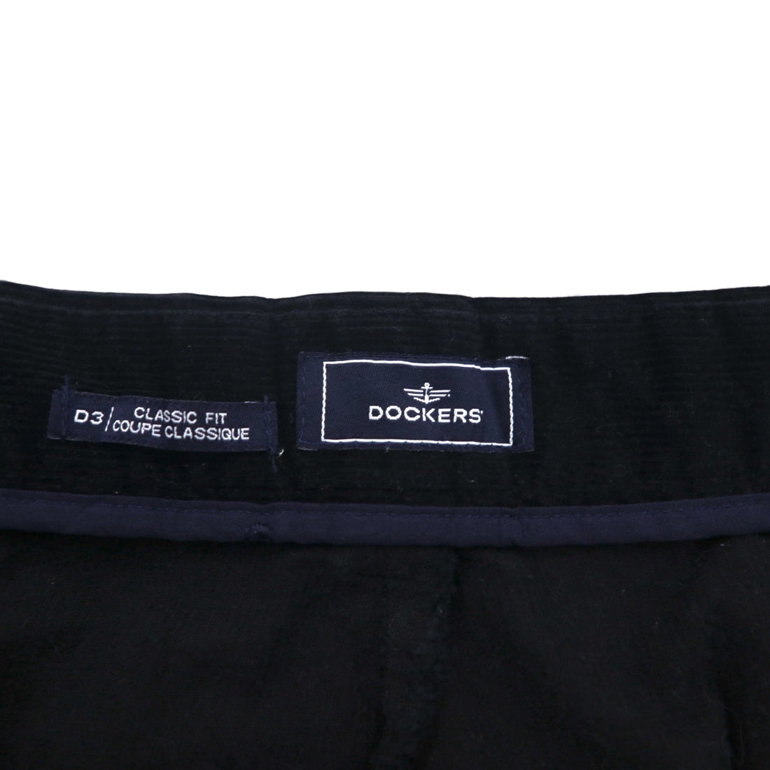 DOCKERS (Levi's) 2000s Wide Corduroy Chino Pants, Size L, Black, Classic Fit, Cotton