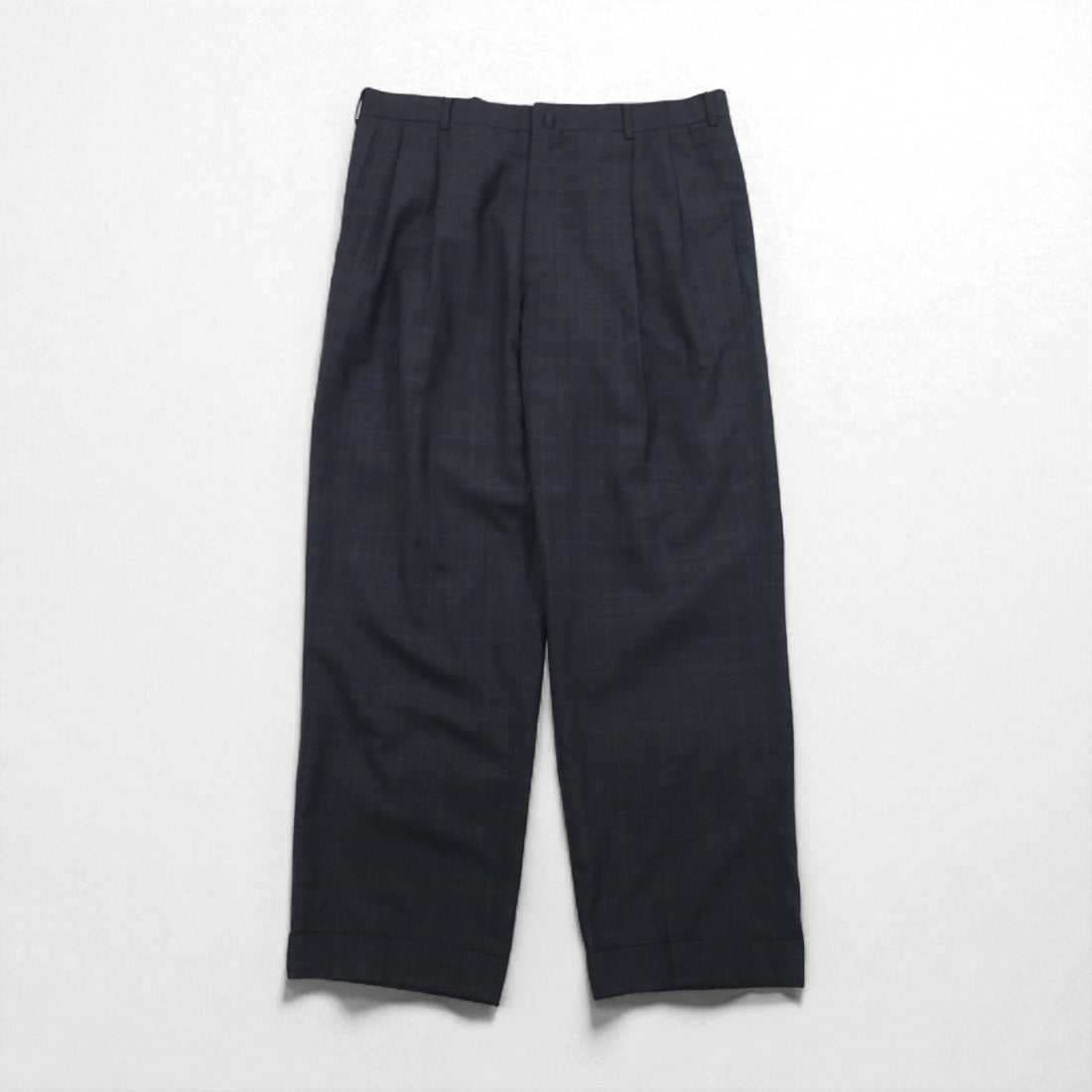 Brooks Brothers Golden Fleece Hand Tailored 2-Pleated Wide Slacks Pants, Large, Grey, Check, Wool