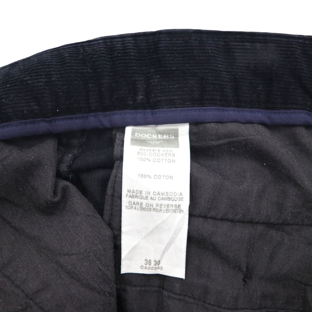 DOCKERS (Levi's) 2000s Wide Corduroy Chino Pants, Size L, Black, Classic Fit, Cotton