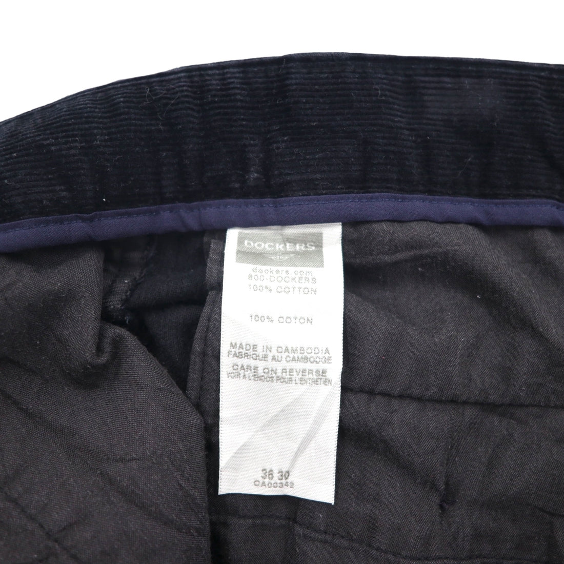 DOCKERS (Levi's) 2000s Wide Corduroy Chino Pants, Size L, Black, Classic Fit, Cotton