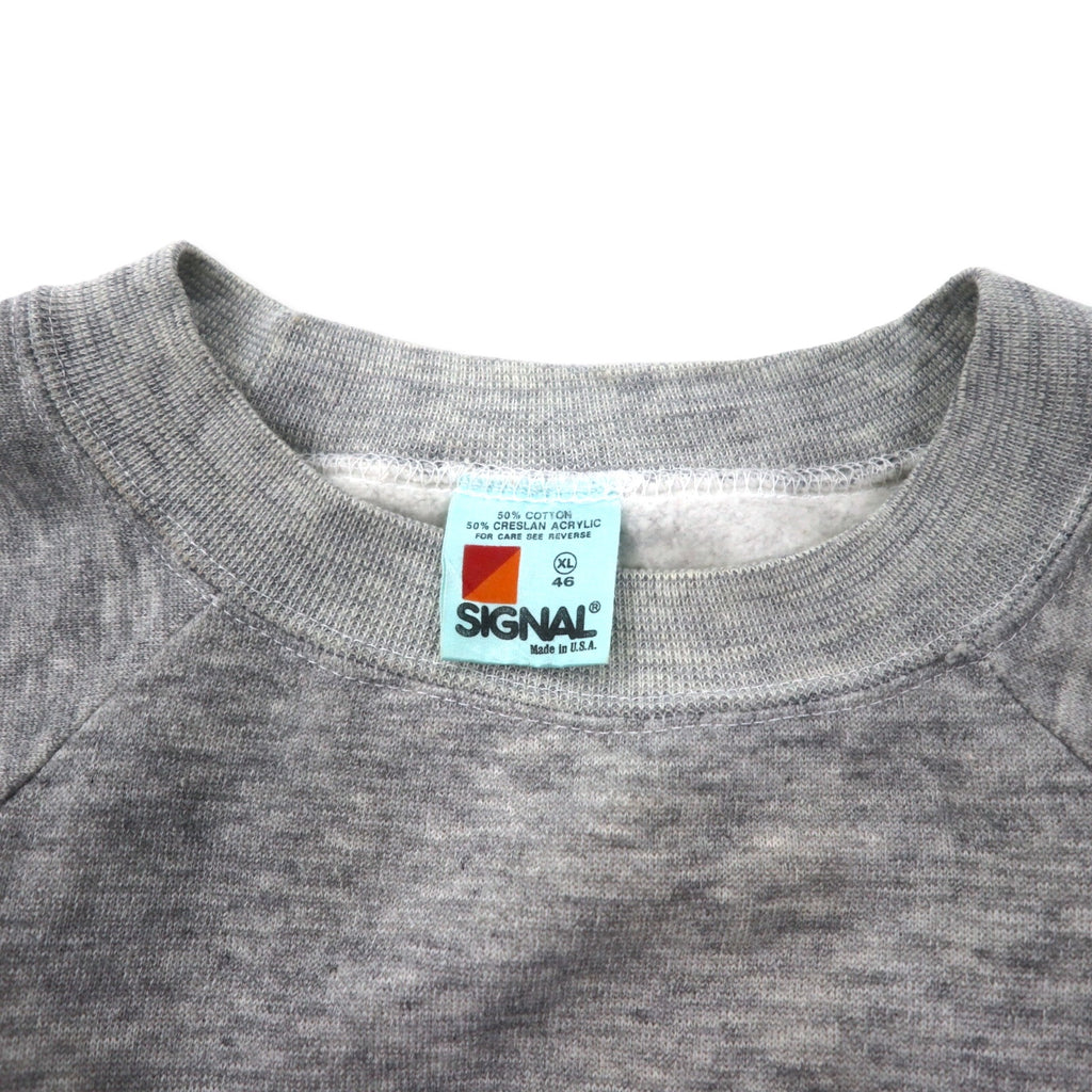 SIGNAL USA製 90年代 ワッペン プリント スウェット XL グレー コットン 裏起毛