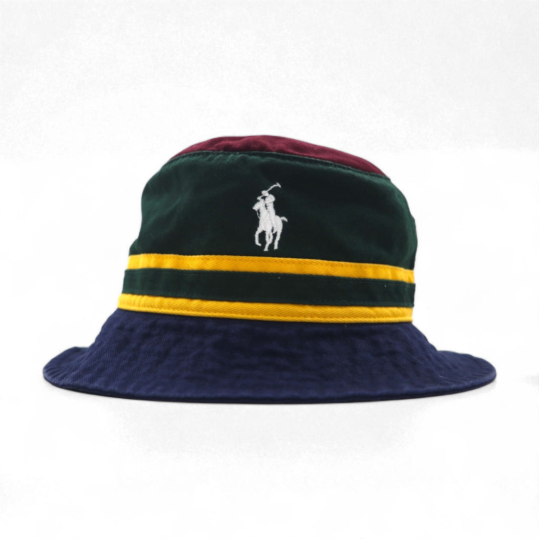 Polo Ralph Lauren バケットハット ネイビー コットン カラーブロック スモールポニー刺繡