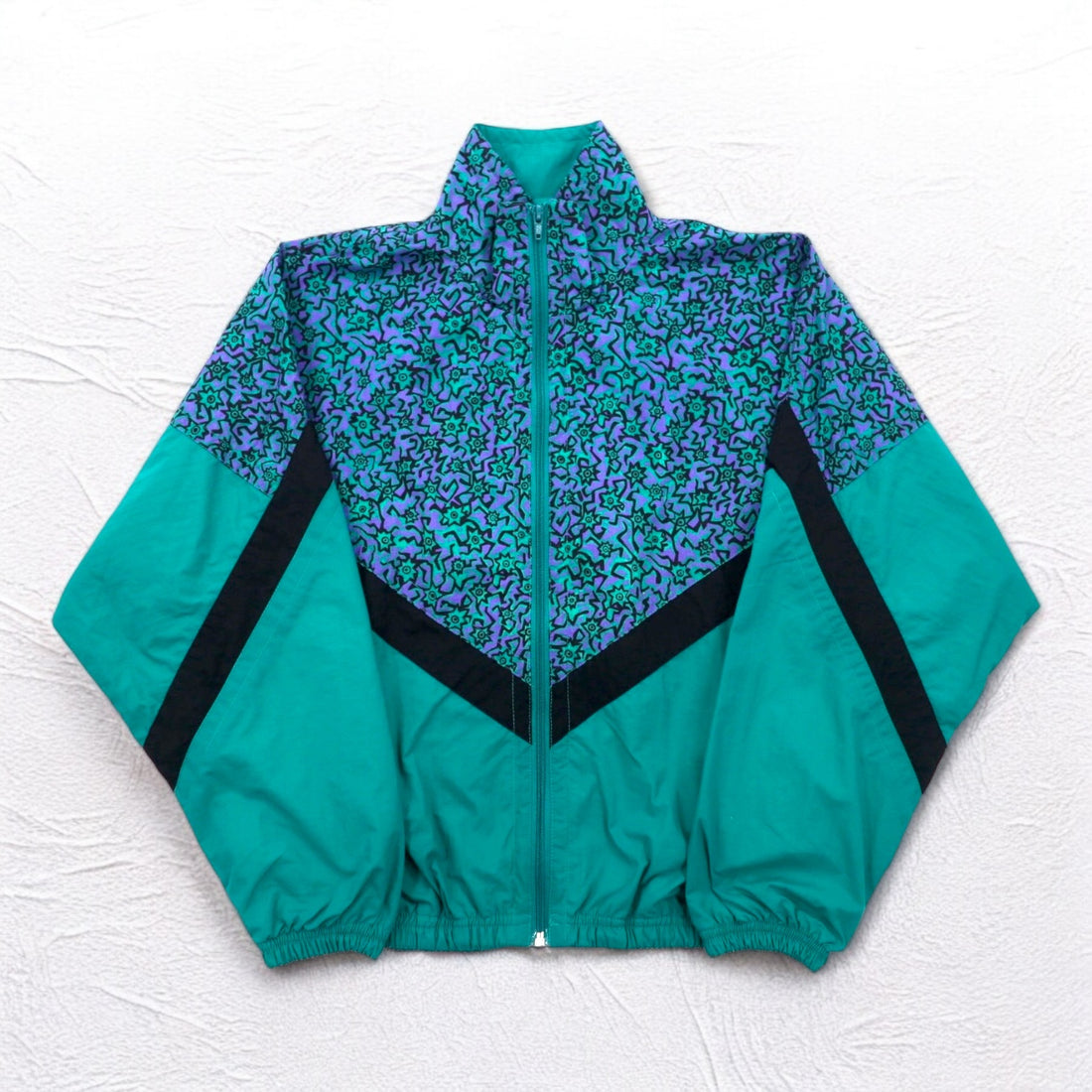Vintage 90s IPFU Track Jacket, training jacket, track jacket, M, green, all-over print, nylon