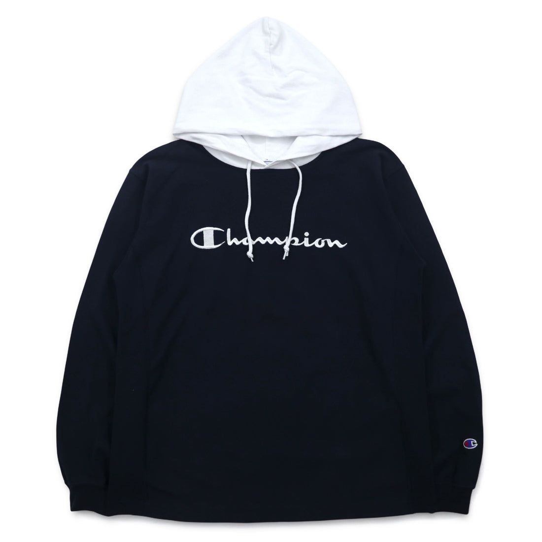 Champion リバースウィーブ REVERSE WEAVE ロングスリーブ フーデッド パーカー シャツ ロンT M ネイビー C3-P408