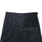 Brooks Brothers Golden Fleece Hand Tailored 2-Pleated Wide Slacks Pants, Large, Grey, Check, Wool