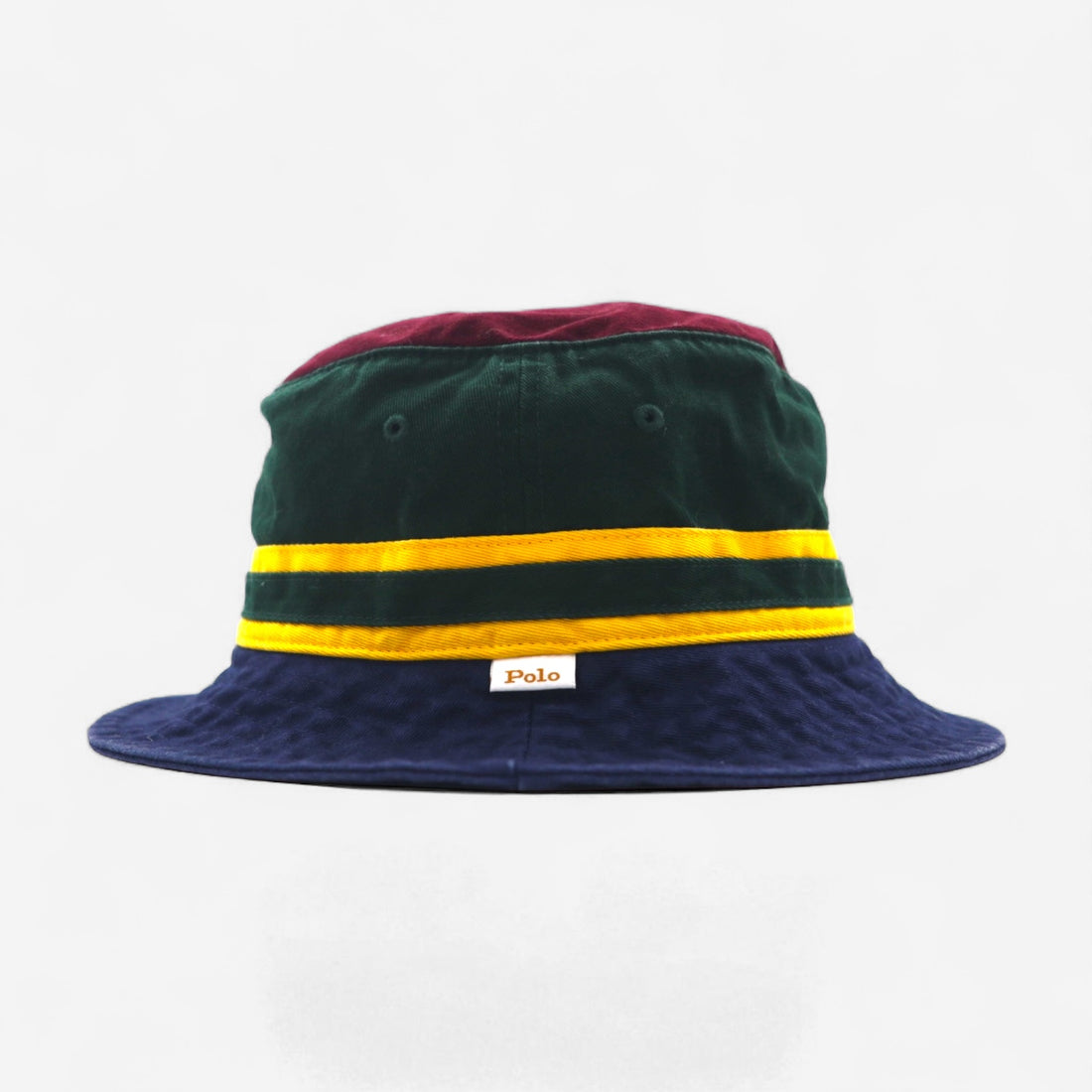 Polo Ralph Lauren Bucket Hat in Navy Cotton with Colorblock Small Pony Embroidery