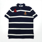 Polo by Ralph Lauren 90年代 ボーダー ポロシャツ XL ネイビー コットン 鹿の子 エンブレムロゴ刺繍