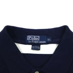 Polo by Ralph Lauren 90年代 ボーダー ポロシャツ XL ネイビー コットン 鹿の子 エンブレムロゴ刺繍