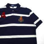 Polo by Ralph Lauren 90年代 ボーダー ポロシャツ XL ネイビー コットン 鹿の子 エンブレムロゴ刺繍