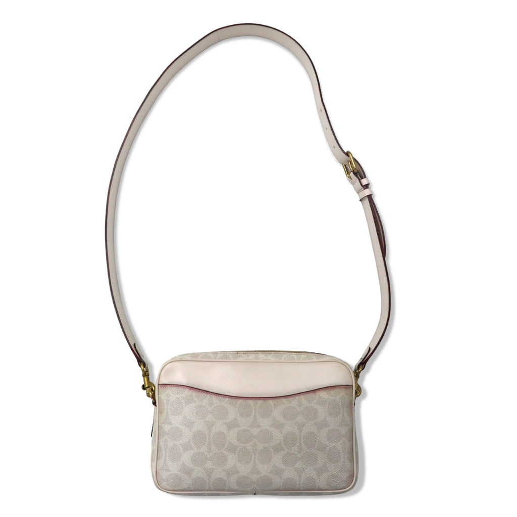 COACH Signature Camera Bag Shoulder Bag White PVC Leather B2032-640