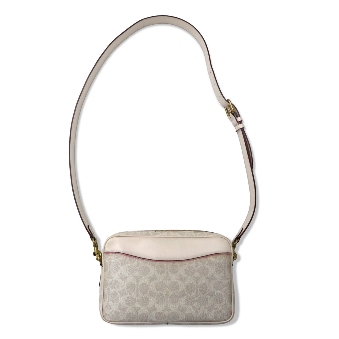 COACH Signature Camera Bag Shoulder Bag White PVC Leather B2032-640