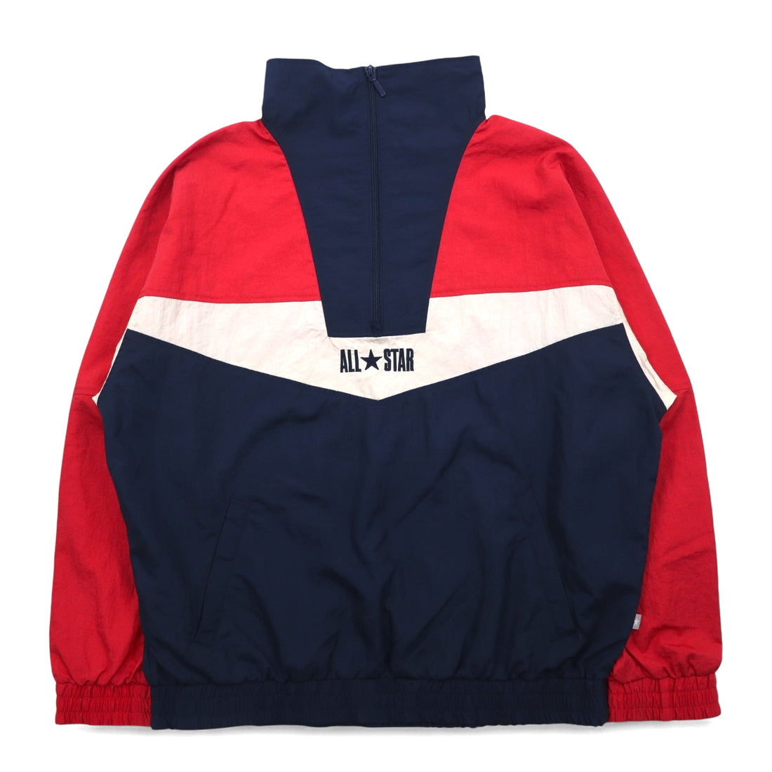 CONVERSE Half-Zip High-Neck Nylon Jacket, Medium, Navy, Tricolor