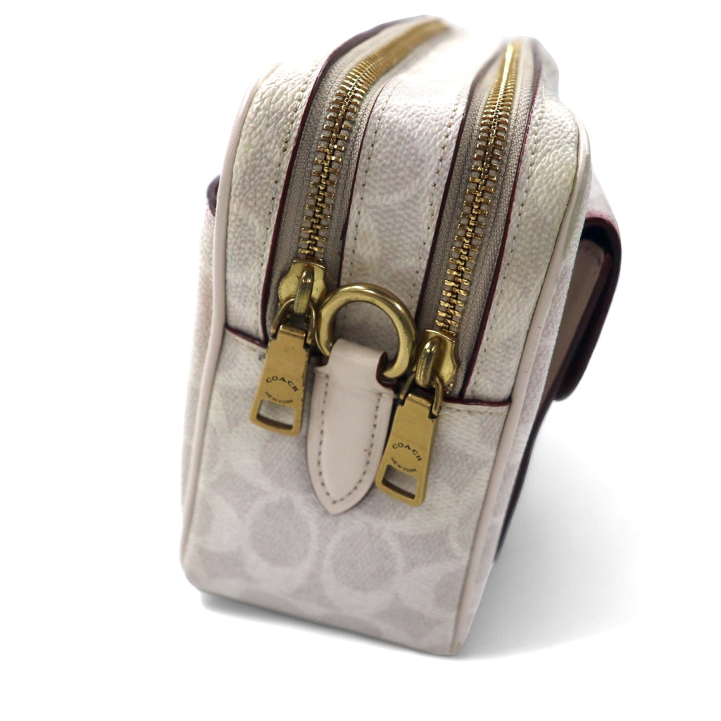 COACH Signature Camera Bag Shoulder Bag White PVC Leather B2032-640