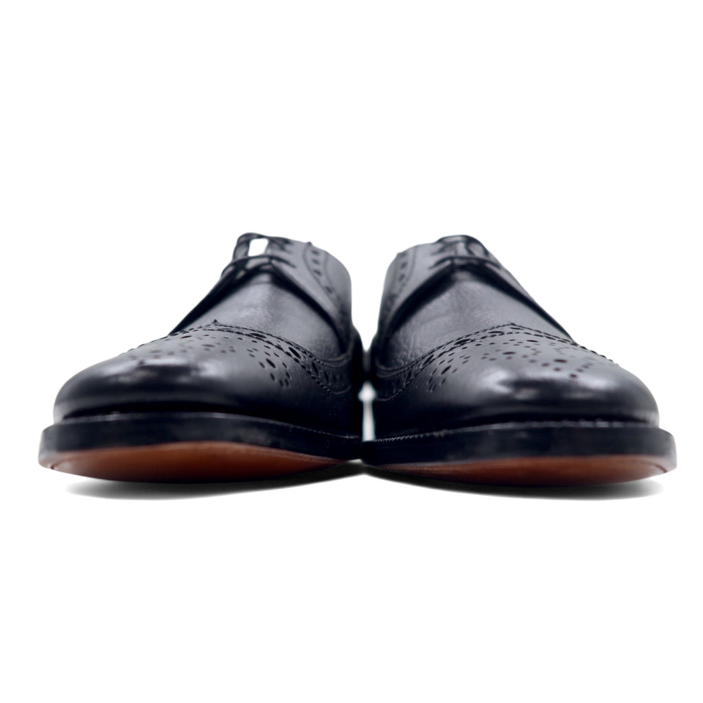 The Saxon by FLORSHEIM 60s Wingtip Dress Shoes 27.5cm Black Leather Grained Leather Deadstock Unused