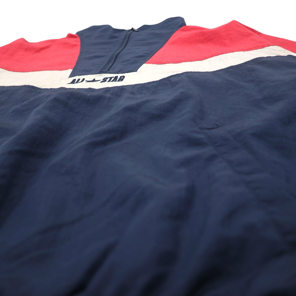 CONVERSE Half-Zip High-Neck Nylon Jacket, Medium, Navy, Tricolor