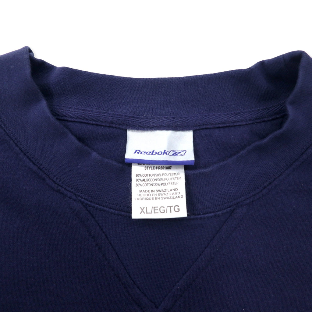 Reebok 00s NFL Print Sweatshirt XL Navy Cotton Fleece Lined Front V BRONCOS FOOTBALL Big Size
